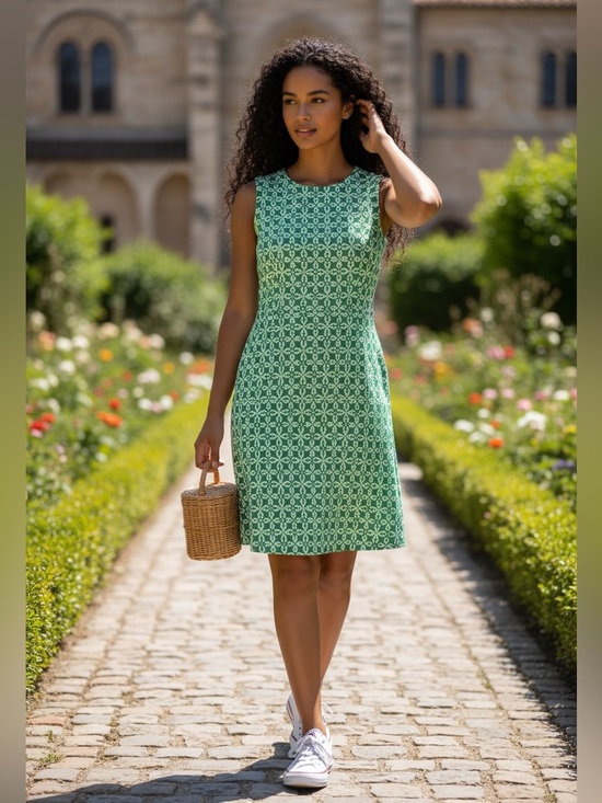 New York & Company Dresses & Skirts - New York & Company Stretch Green White Dress Sleeveless Size 10 EUC F12